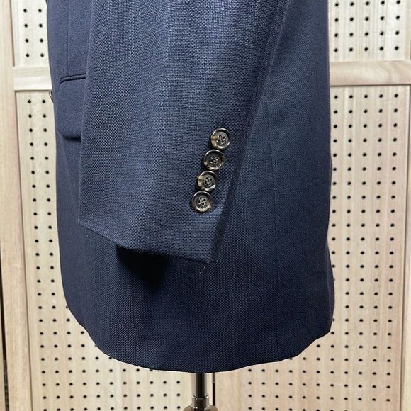 TASSO Elba Blazer Mens 39R Navy Knit Cashmere Wool Blend Two Button Sport Coat - Picture 7 of 14